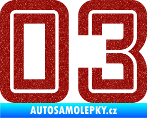 Samolepka Startovní číslo 03 typ 7 Ultra Metalic červená
