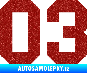 Samolepka Startovní číslo 03 Ultra Metalic červená