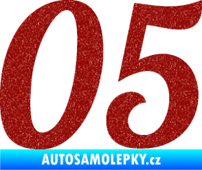 Samolepka Startovní číslo 05 typ 3 Ultra Metalic červená