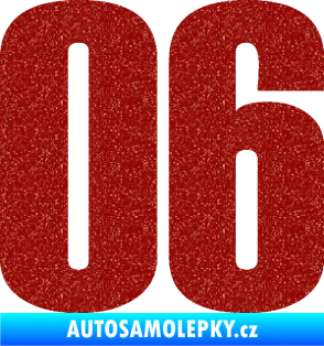 Samolepka Startovní číslo 06 typ 2   Ultra Metalic červená