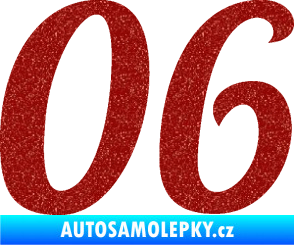 Samolepka Startovní číslo 06 typ 3 Ultra Metalic červená