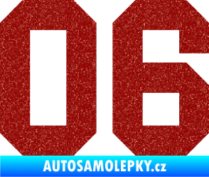 Samolepka Startovní číslo 06 Ultra Metalic červená
