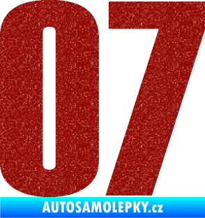 Samolepka Startovní číslo 07 typ 2   Ultra Metalic červená