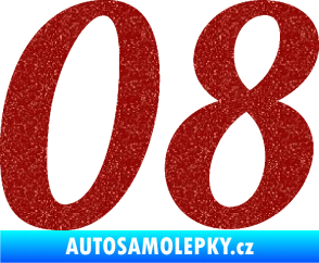 Samolepka Startovní číslo 08 typ 3 Ultra Metalic červená