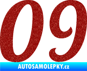 Samolepka Startovní číslo 09 typ 3  Ultra Metalic červená