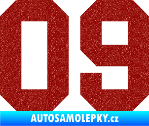 Samolepka Startovní číslo 09 Ultra Metalic červená