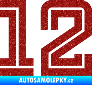 Samolepka Startovní číslo 12 typ 7 Ultra Metalic červená