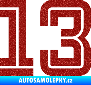 Samolepka Startovní číslo 13 typ 7 Ultra Metalic červená