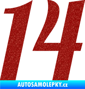 Samolepka Startovní číslo 14 typ 3      Ultra Metalic červená