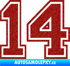 Samolepka Startovní číslo 14 typ 4 Ultra Metalic červená