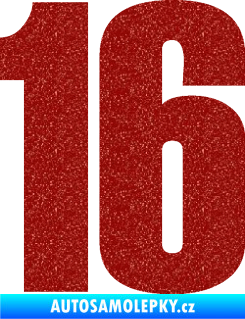 Samolepka Startovní číslo 16 typ 2   Ultra Metalic červená