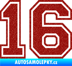 Samolepka Startovní číslo 16 typ 4 Ultra Metalic červená