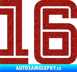 Samolepka Startovní číslo 16 typ 7 Ultra Metalic červená