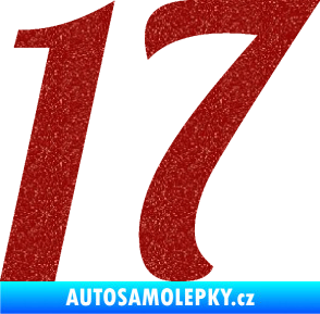 Samolepka Startovní číslo 17 typ 3        Ultra Metalic červená
