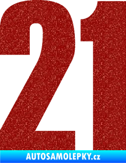 Samolepka Startovní číslo 21 typ 2        Ultra Metalic červená
