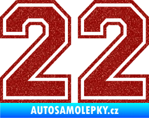 Samolepka Startovní číslo 22 typ 4 Ultra Metalic červená