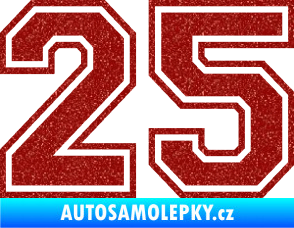 Samolepka Startovní číslo 25 typ 4 Ultra Metalic červená