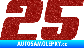 Samolepka Startovní číslo 25 typ 6 Ultra Metalic červená