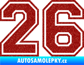 Samolepka Startovní číslo 26 typ 4 Ultra Metalic červená