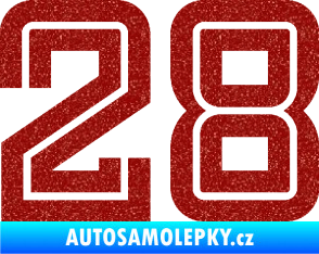 Samolepka Startovní číslo 28 typ 7 Ultra Metalic červená