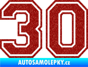 Samolepka Startovní číslo 30 typ 4 Ultra Metalic červená