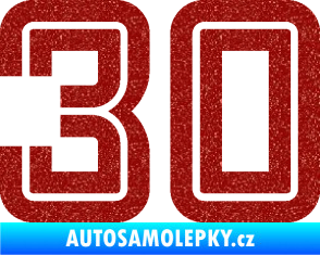 Samolepka Startovní číslo 30 typ 7 Ultra Metalic červená