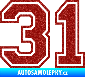 Samolepka Startovní číslo 31 typ 4 Ultra Metalic červená
