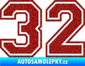 Samolepka Startovní číslo 32 typ 4 Ultra Metalic červená