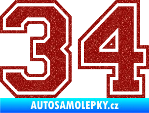 Samolepka Startovní číslo 34 typ 4 Ultra Metalic červená