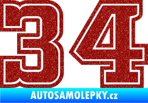 Samolepka Startovní číslo 34 typ 5 Ultra Metalic červená