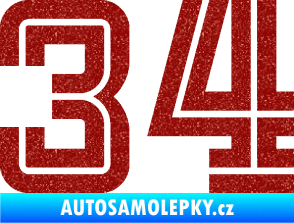Samolepka Startovní číslo 34 typ 7 Ultra Metalic červená