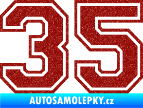Samolepka Startovní číslo 35 typ 4 Ultra Metalic červená
