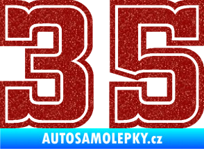 Samolepka Startovní číslo 35 typ 5 Ultra Metalic červená