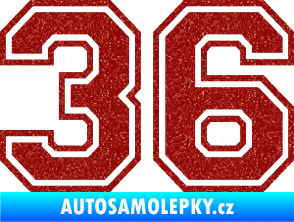 Samolepka Startovní číslo 36 typ 4 Ultra Metalic červená