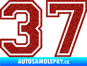 Samolepka Startovní číslo 37 typ 4  Ultra Metalic červená