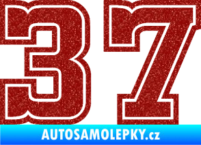 Samolepka Startovní číslo 37 typ 5 Ultra Metalic červená