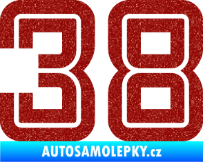Samolepka Startovní číslo 38 typ 7 Ultra Metalic červená