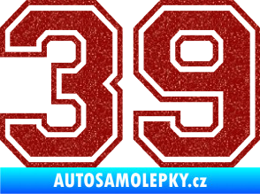 Samolepka Startovní číslo 39 typ 4 Ultra Metalic červená