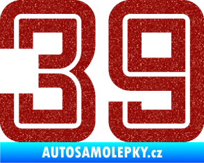 Samolepka Startovní číslo 39 typ 7 Ultra Metalic červená