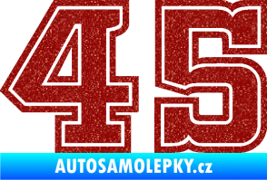 Samolepka Startovní číslo 45 typ 5 Ultra Metalic červená