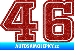 Samolepka Startovní číslo 46 typ 5 Ultra Metalic červená