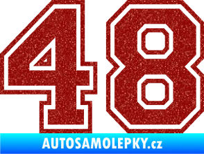 Samolepka Startovní číslo 48 typ 4 Ultra Metalic červená
