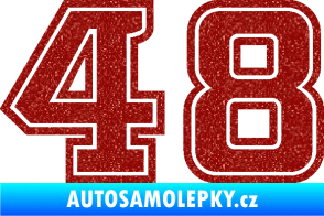 Samolepka Startovní číslo 48 typ 5 Ultra Metalic červená