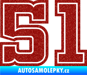 Samolepka Startovní číslo 51 typ 5 Ultra Metalic červená