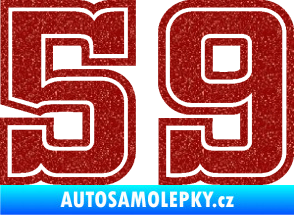 Samolepka Startovní číslo 59 typ 5 Ultra Metalic červená