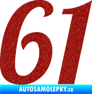 Samolepka Startovní číslo 61 typ 3 Ultra Metalic červená