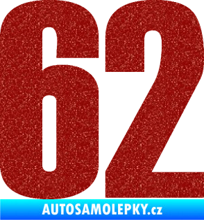 Samolepka Startovní číslo 62 typ 2  Ultra Metalic červená