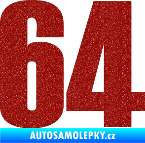 Samolepka Startovní číslo 64 typ 2    Ultra Metalic červená