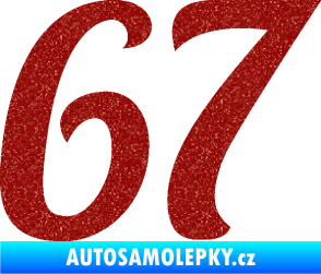 Samolepka Startovní číslo 67 typ 3 Ultra Metalic červená