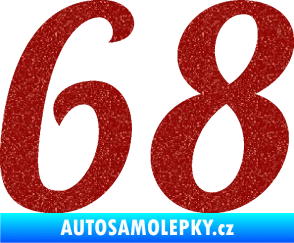 Samolepka Startovní číslo 68 typ 3 Ultra Metalic červená